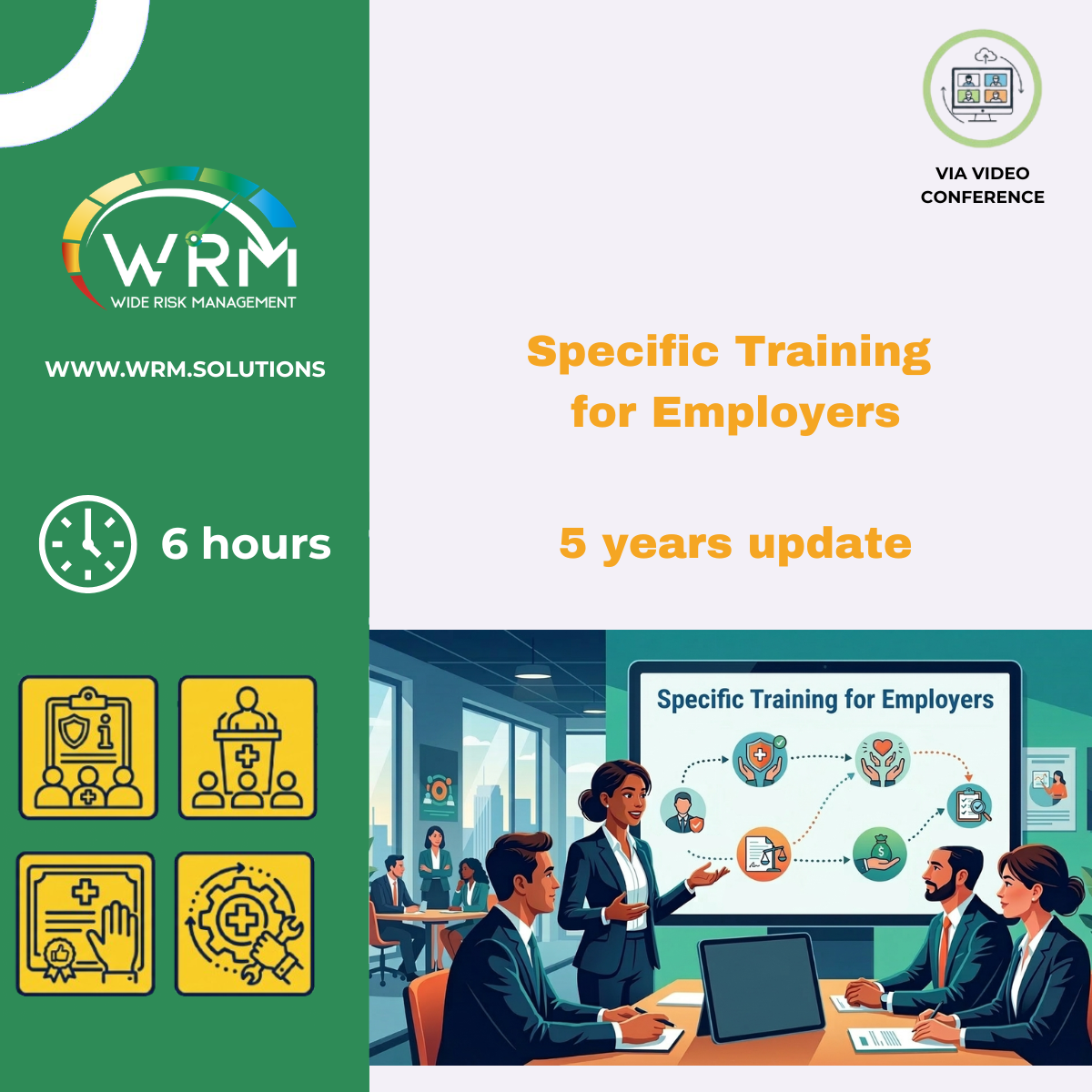 FORMAZIONE SPECIFICA PER DATORI DI LAVORO (AGGIORNAMENTO QUINQUENNALE, 6 ORE) IN VIDEO CONFERENZA SINCRONA