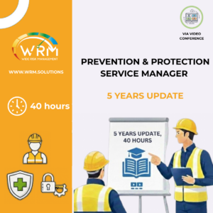 RESPONSABILE DEL SERVIZIO PREVENZIONE E PROTEZIONE (AGGIORNAMENTO QUINQUENNALE DI 40 ORE) IN VIDEO CONFERENZA SINCRONA